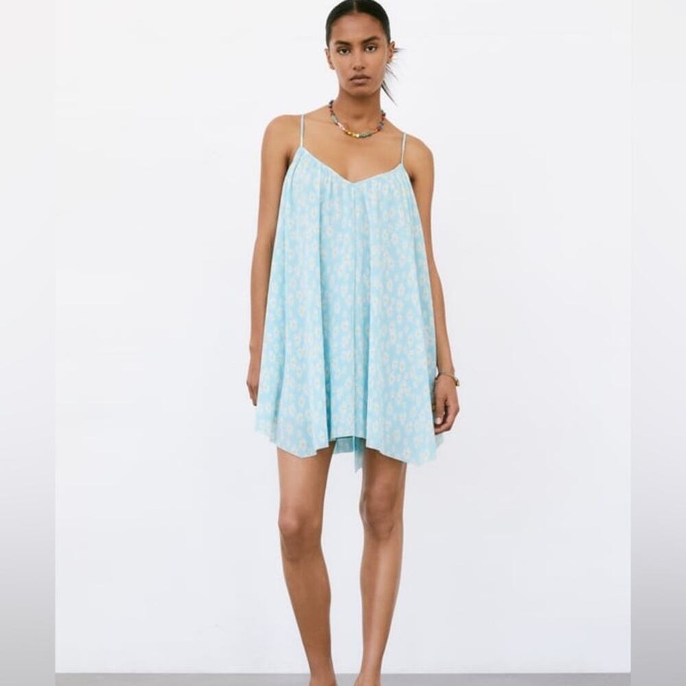Zara blue daisy mini dress NWOT